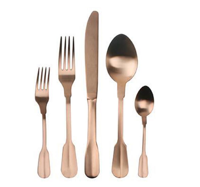 Satin Finish Stainless Steel Copper Cutlery Set 20pcs