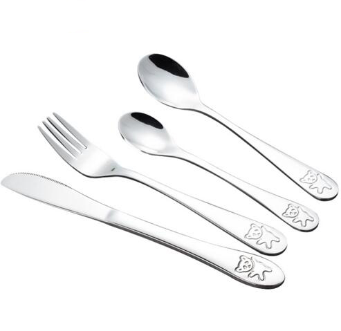 Stainless Steel 18/10 Fork and Spoon Kids Cutlery Set 4pc