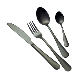 Classic Design Matte Black and Rainbow Steel Cutlery Set For Hotel