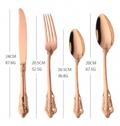 Luxury Hotel Embossing Pattern 16pc Silverware Set Rose Gold