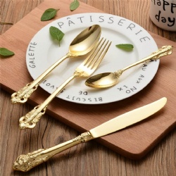 Luxury Hotel Embossing Pattern 16pc Silverware Set Rose Gold