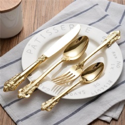 Luxury Hotel Embossing Pattern 16pc Silverware Set Rose Gold