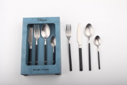 Cubiertos Black and Silver Stainless Steel Cutlery Set Knife Fork Tableware Set