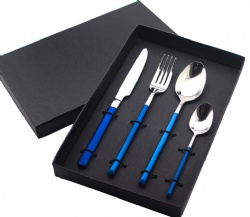 Cubiertos Black and Silver Stainless Steel Cutlery Set Knife Fork Tableware Set