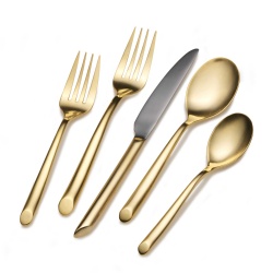 Forged 5pc gold titanium coating silverware set