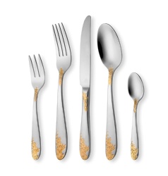 18/0 Stainless Silverware 24k Gold Plated 45pc Cutlery Set