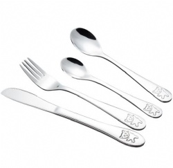 Stainless Steel 18/10 Fork and Spoon Kids Cutlery Set 4pc