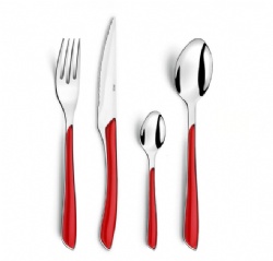 24 Piece Full Tong ABS Colored Handle Mirror Polish Cutlery Set