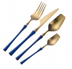 Moon Slim Design Blue and Gold Cutlery