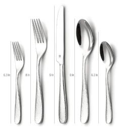 48 Piece Hammered Copper Flatware With Box
