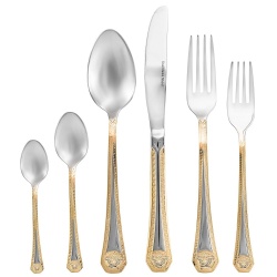 WJF247 Versace Medusa Flatware Italy Design 24K Gold Plated Cutlery Set 72pc